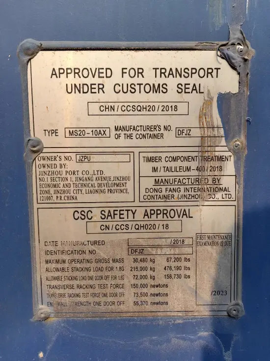 Контейнер 20 футов GP - CW, стандартной высоты, артикул FNNOEPLOIQ